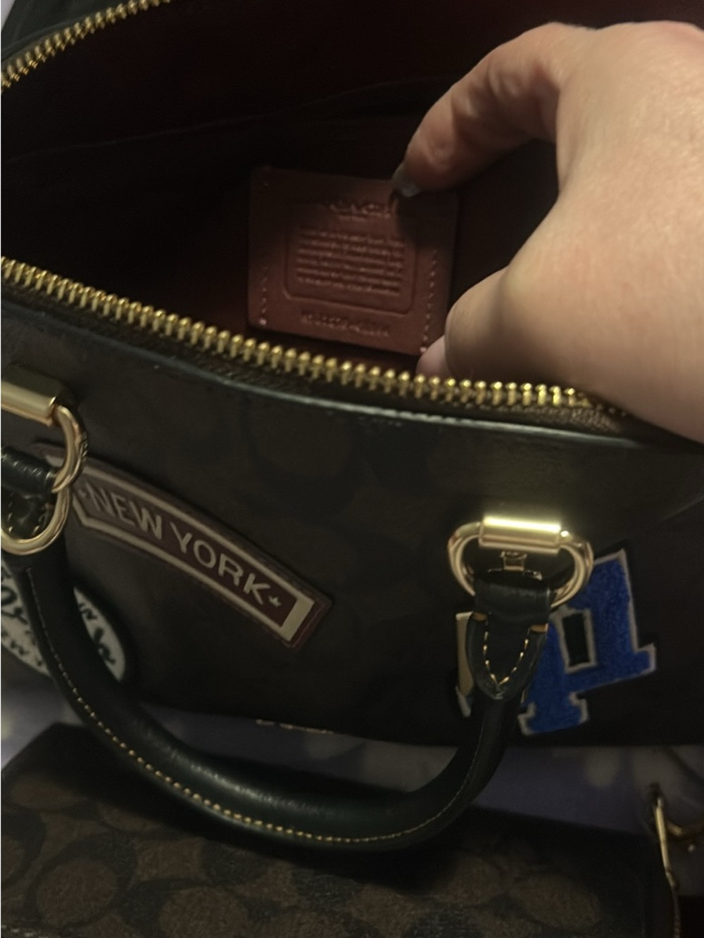 Coach Brown Patchwork Dome Satchel with Patches - Picture 5 of 6